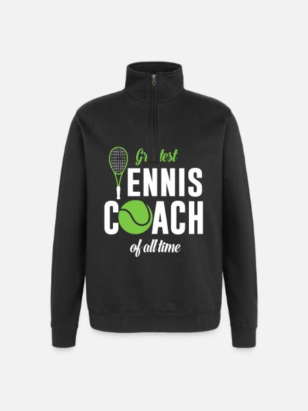 Largest tennis coach ever - Quarter-Zip Sweatshirt - black