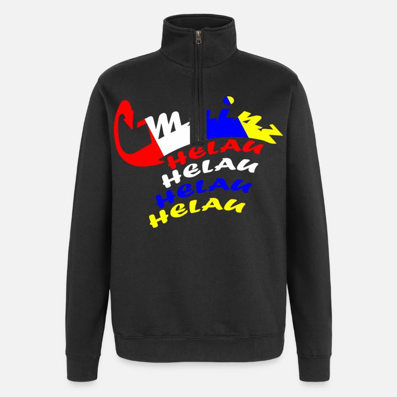 Conception du carnaval de Helau - Sweat à zip 1/4 - noir