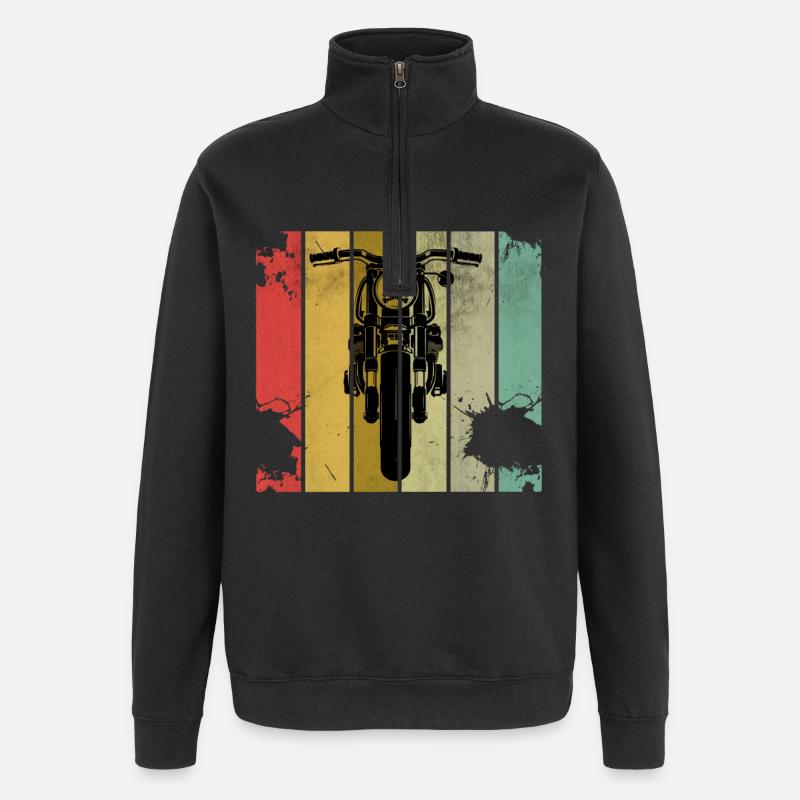 Motorrad Biker Retro - Quarter-Zip-Sweatshirt - Schwarz