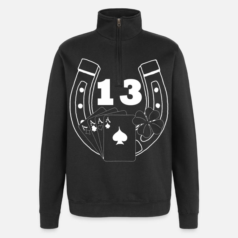 La chance (blanc) - Sweat à zip 1/4 - noir