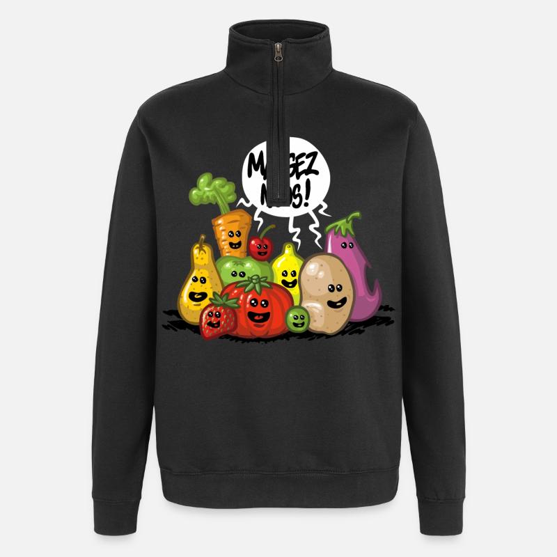 Fuits et legumes - Sweat à zip 1/4 - noir