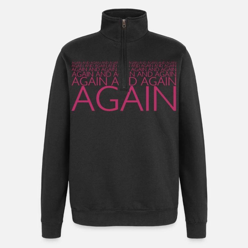 AGAIN AND AGAIN - Felpa con zip 1/4 - nero