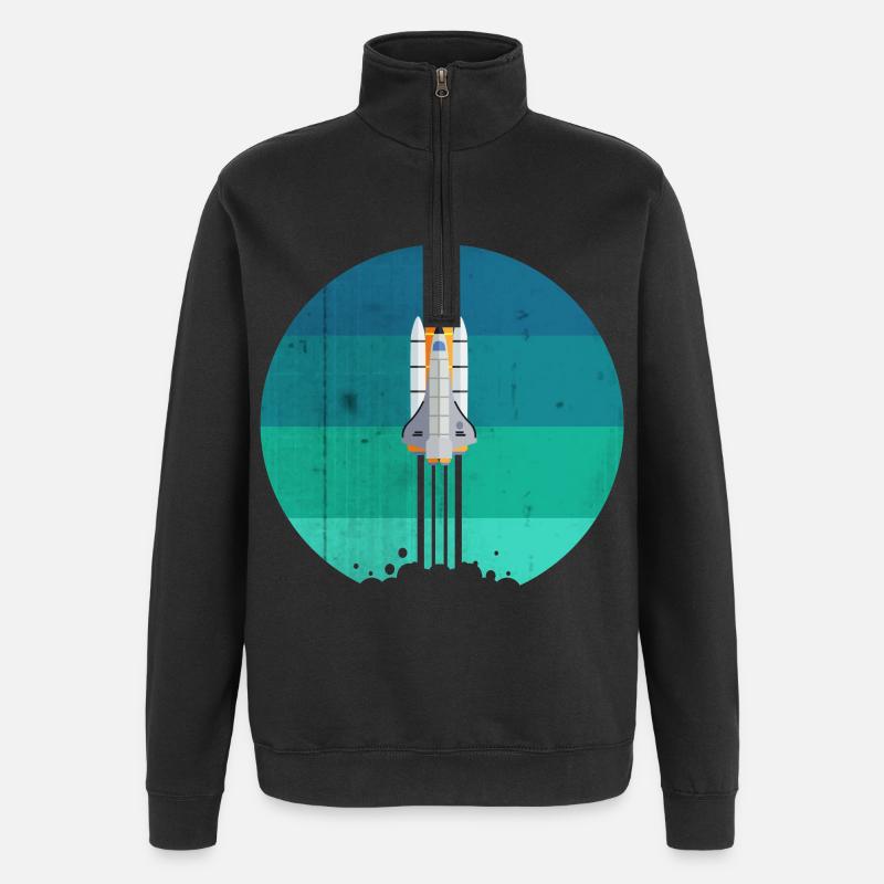 Lancement d'une fusée spatiale - Sweat à zip 1/4 - noir