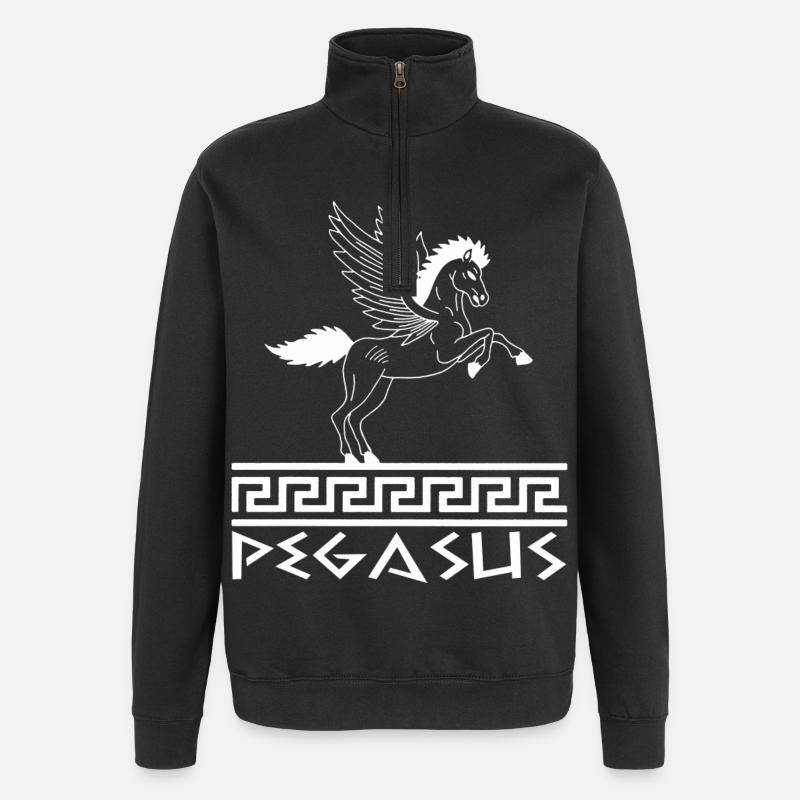 Cheval Pégase blanc - Sweat à zip 1/4 - noir