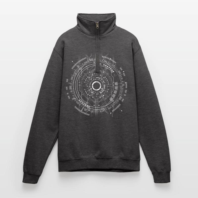 computer c-base stern space cpu nerd pc coder star Quarter-Zip-Sweatshirt