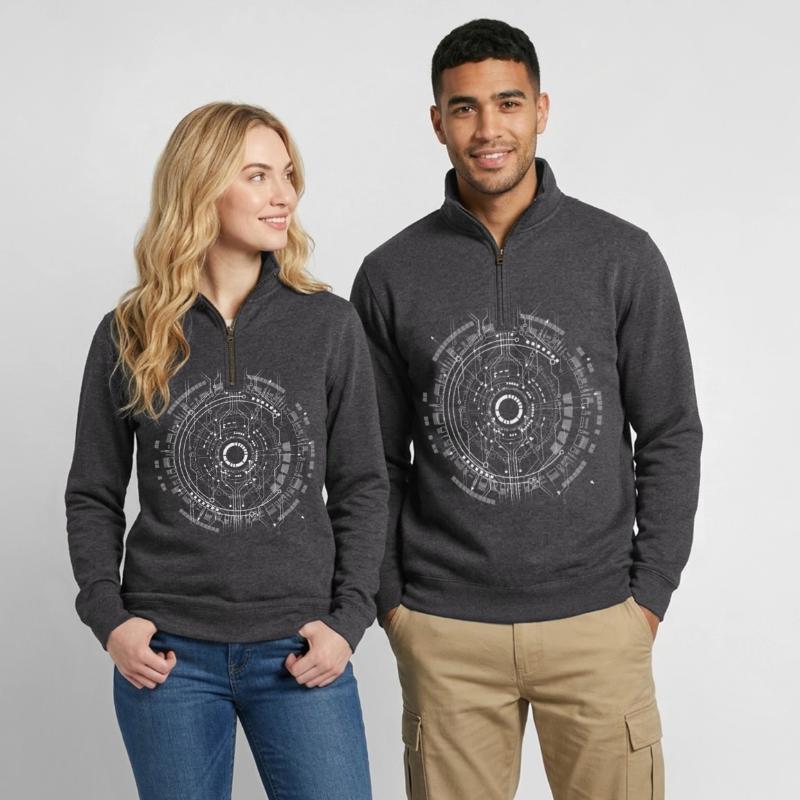 computer c-base stern space cpu nerd pc coder star Quarter-Zip-Sweatshirt