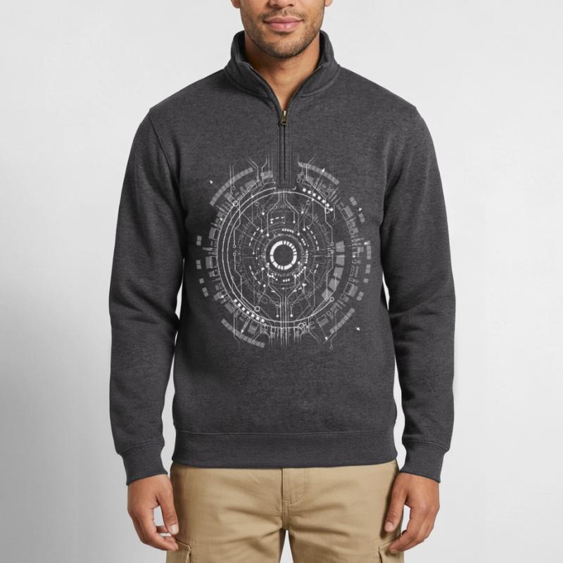 computer c-base stern space cpu nerd pc coder star Quarter-Zip-Sweatshirt