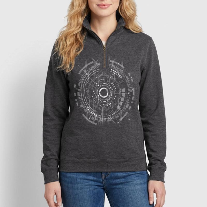 computer c-base stern space cpu nerd pc coder star Quarter-Zip-Sweatshirt
