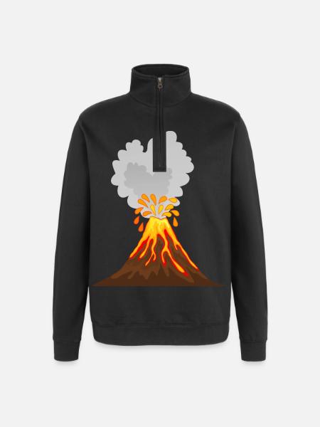 Volcán, lava, ceniza, magma, geólogo, vulcano - Sudadera con cremallera 1/4 - negro