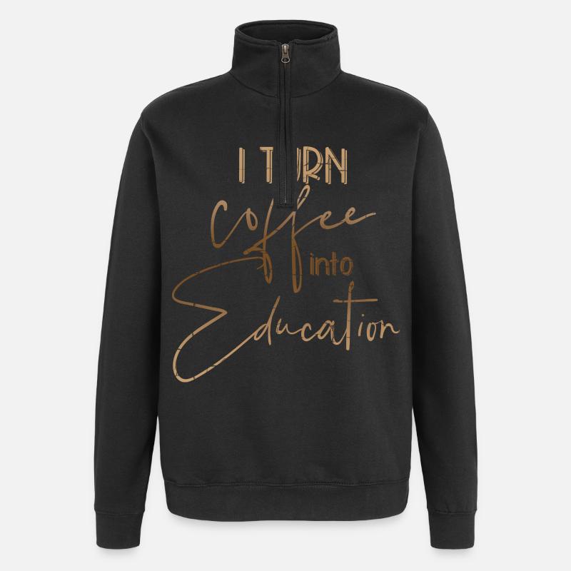 Kaffee - Quarter-Zip-Sweatshirt - Schwarz