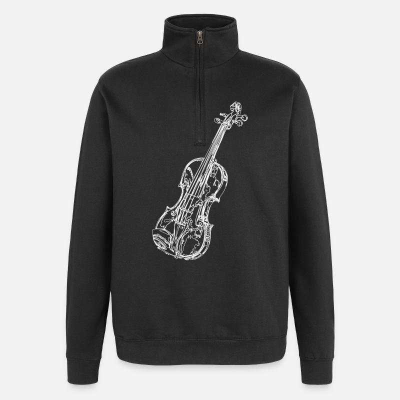 Geige - Quarter-Zip-Sweatshirt - Schwarz