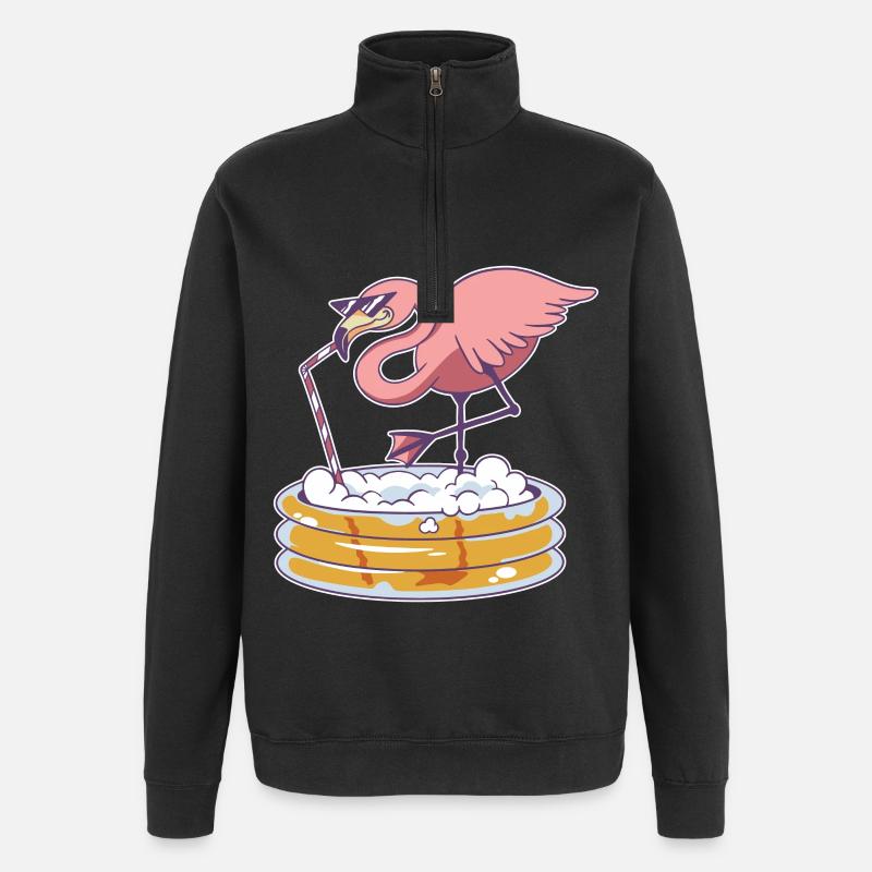 Flamingo Pool - Quarter-Zip Sweatshirt - black
