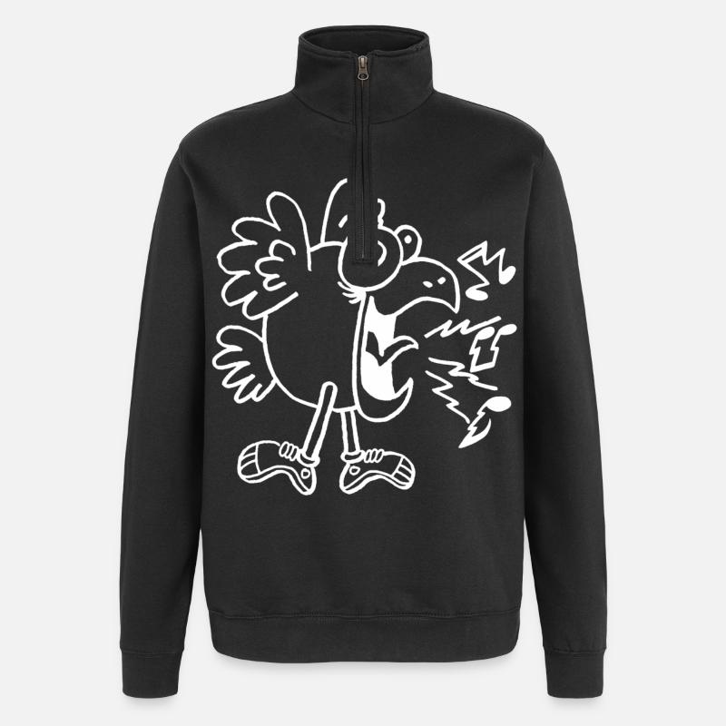 Crazy white bird - Quarter-Zip Sweatshirt - black