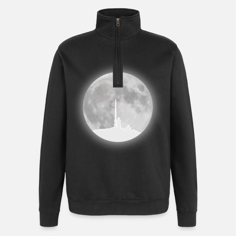 Chunk full moon resin - Quarter-Zip Sweatshirt - black