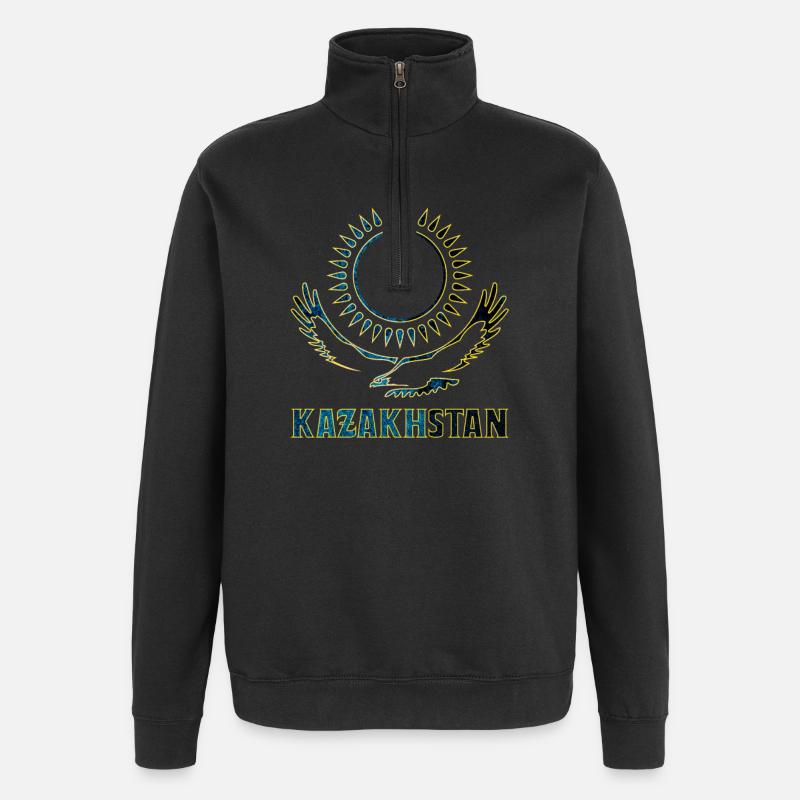 Kasachstan Steppenadler Geschenk - Quarter-Zip-Sweatshirt - Schwarz