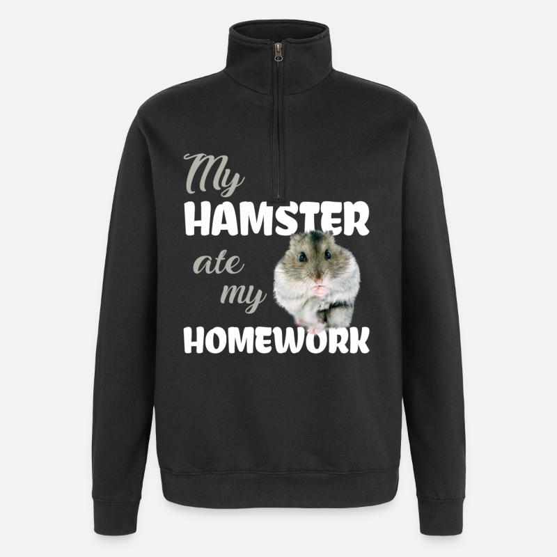 Hamster homework Funny saying - Quarter-Zip Sweatshirt - black