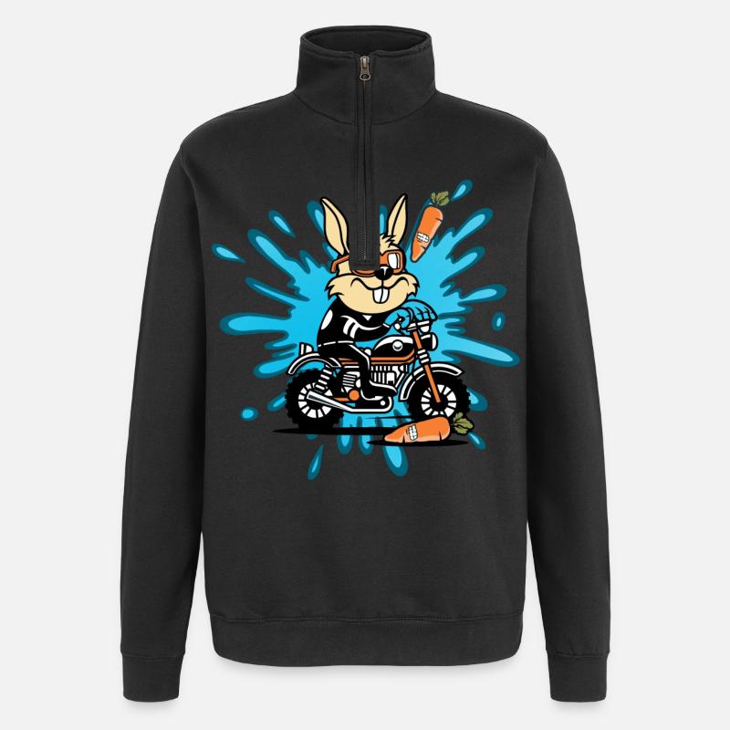 Bunny rabbit motorcycle gift - Quarter-Zip Sweatshirt - black