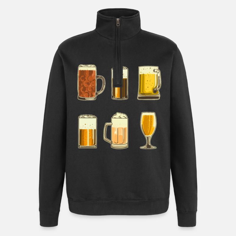 Bières - Sweat à zip 1/4 - noir
