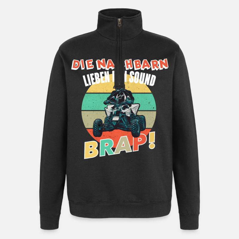 Quad Lustiger Spruch - Quarter-Zip-Sweatshirt - Schwarz