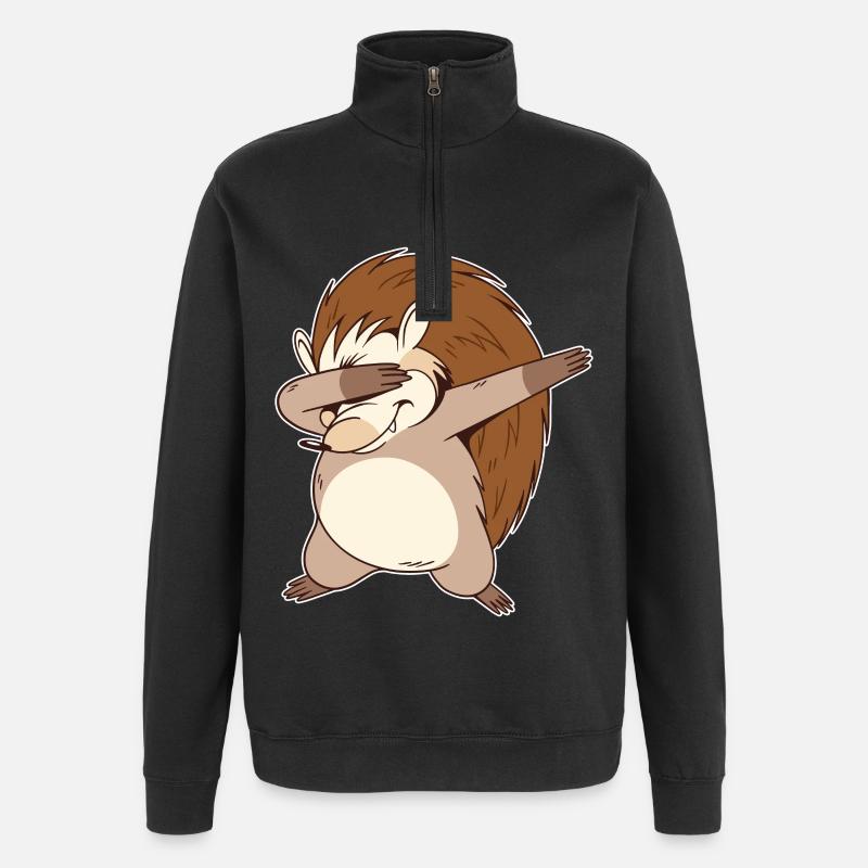 Dabbing Igel - Quarter-Zip-Sweatshirt - Schwarz