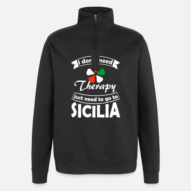 Sizilien - Quarter-Zip-Sweatshirt - Schwarz