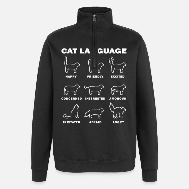 Sprache der Katzen - Quarter-Zip-Sweatshirt - Schwarz
