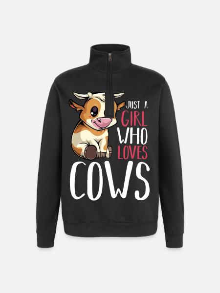 Kuhliebhaberin Motiv Mädchen - Quarter-Zip-Sweatshirt - Schwarz