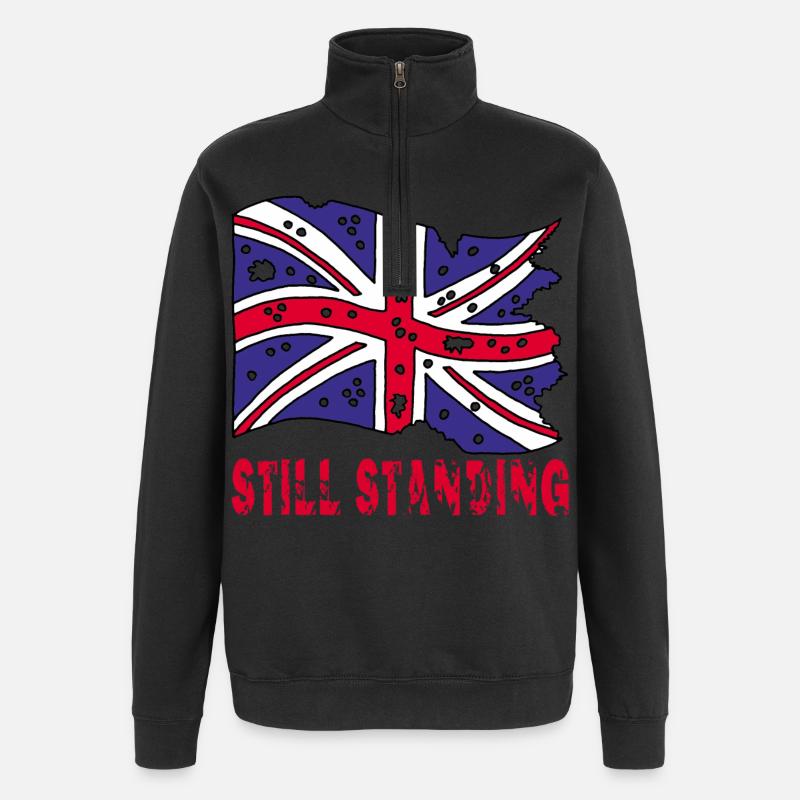 Drapeau anglais déchiré - Sweat à zip 1/4 - noir