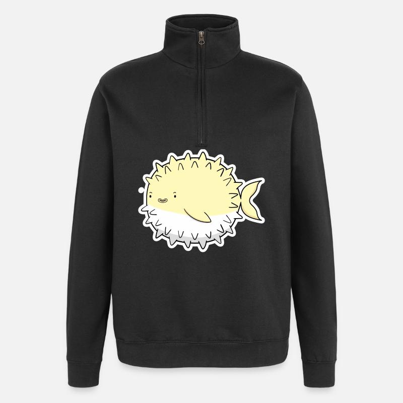 Poisson-globe - Sweat à zip 1/4 - noir