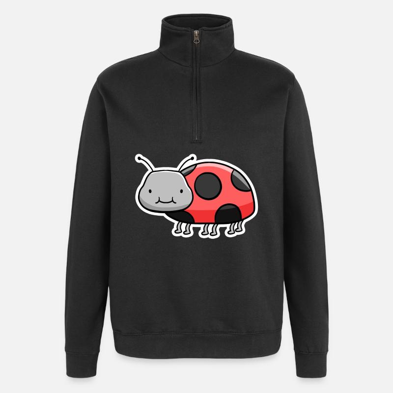 Cuddly Ladybug Cartoon - Quarter-Zip Sweatshirt - black