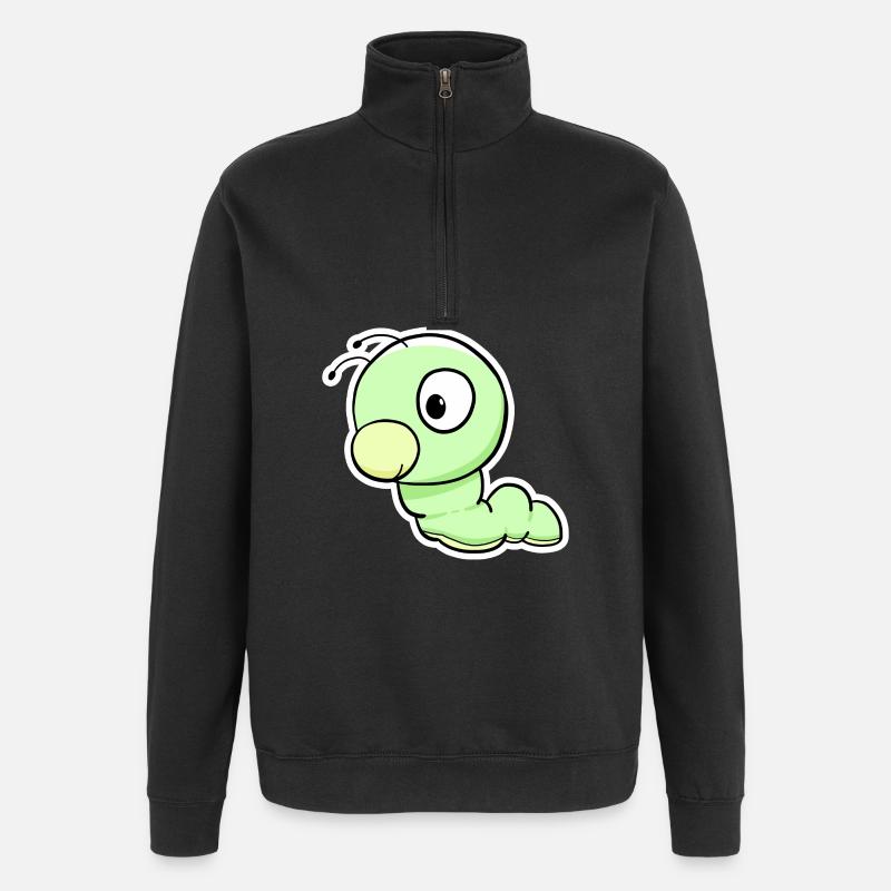 Dessin animé du Ver Vert - Sweat à zip 1/4 - noir