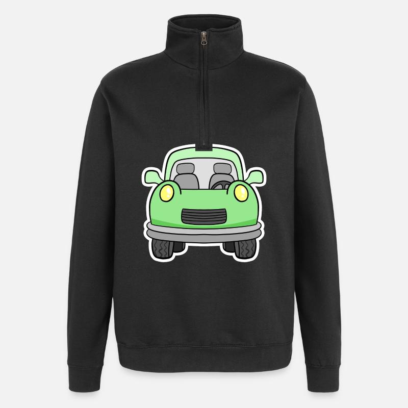 Cheerful green wagon front view - Quarter-Zip Sweatshirt - black
