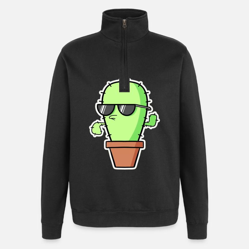 Cactus cool - Sweat à zip 1/4 - noir