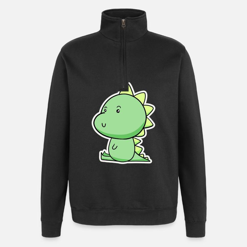 Dino Cartoon Vert Joyeux - Sweat à zip 1/4 - noir