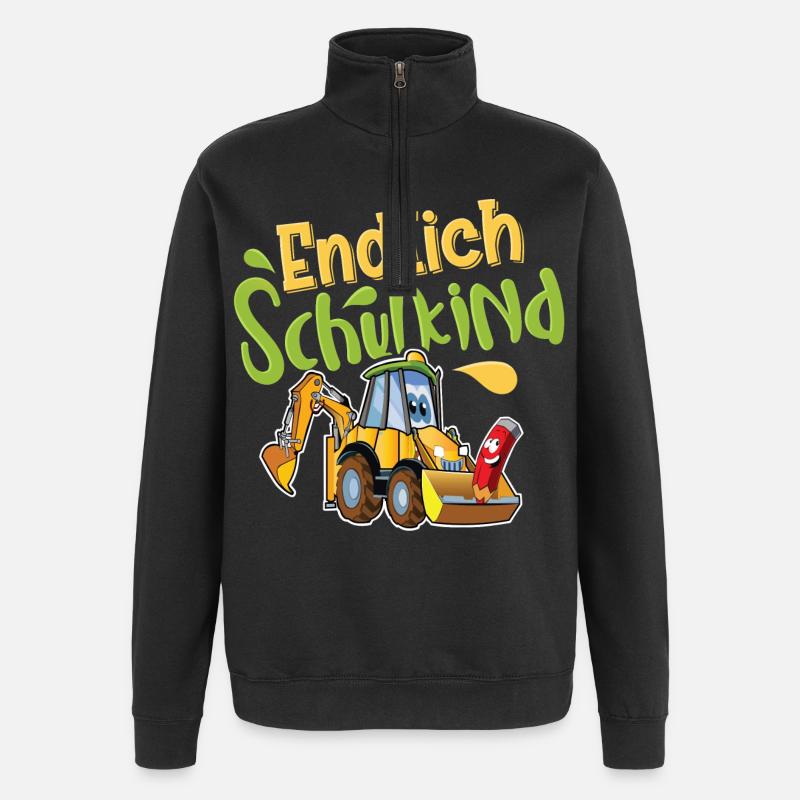 Endlich Schulkind Bagger - Quarter-Zip-Sweatshirt - Schwarz