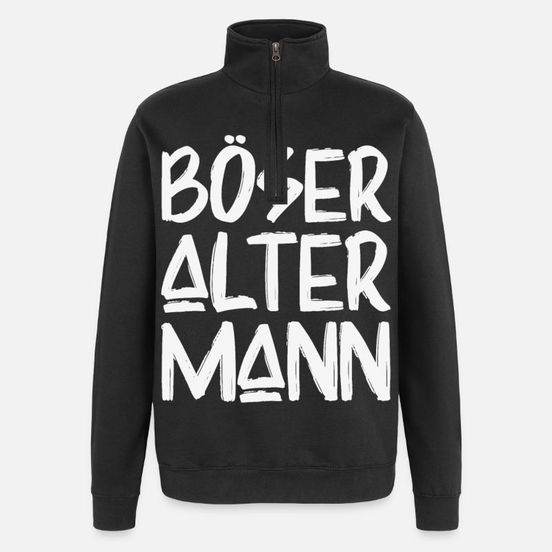 Böser Alter Mann - Quarter-Zip-Sweatshirt - Schwarz