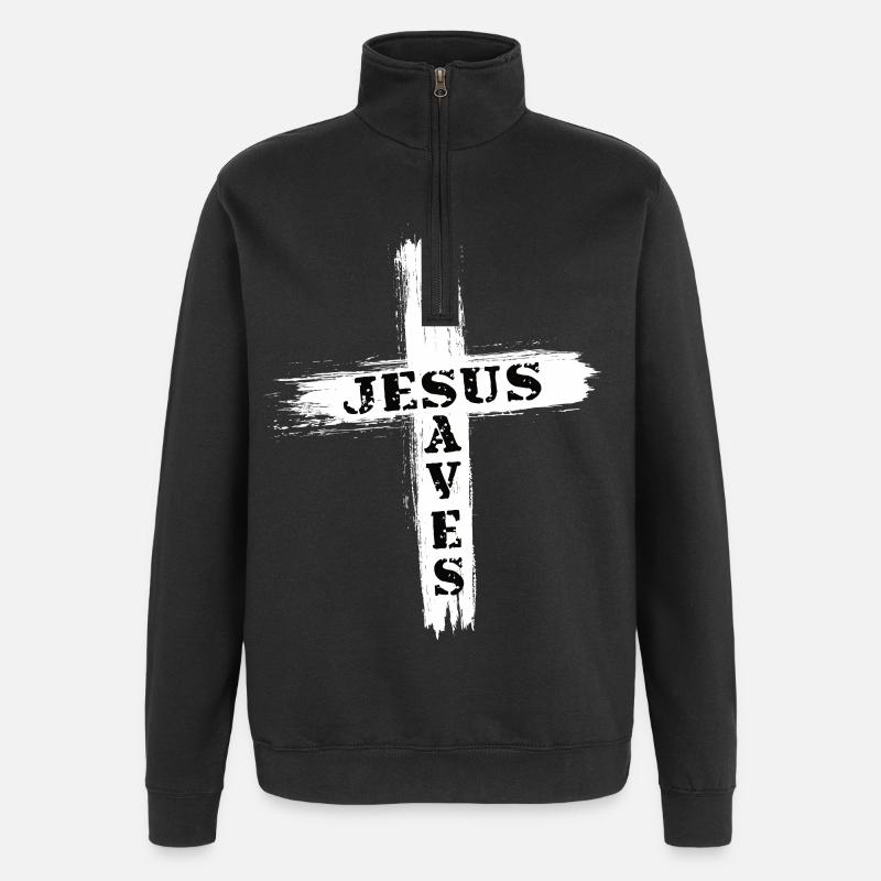 Jésus跨符号Conception de vêtements religieux - Sweat à zip 1/4 - noir