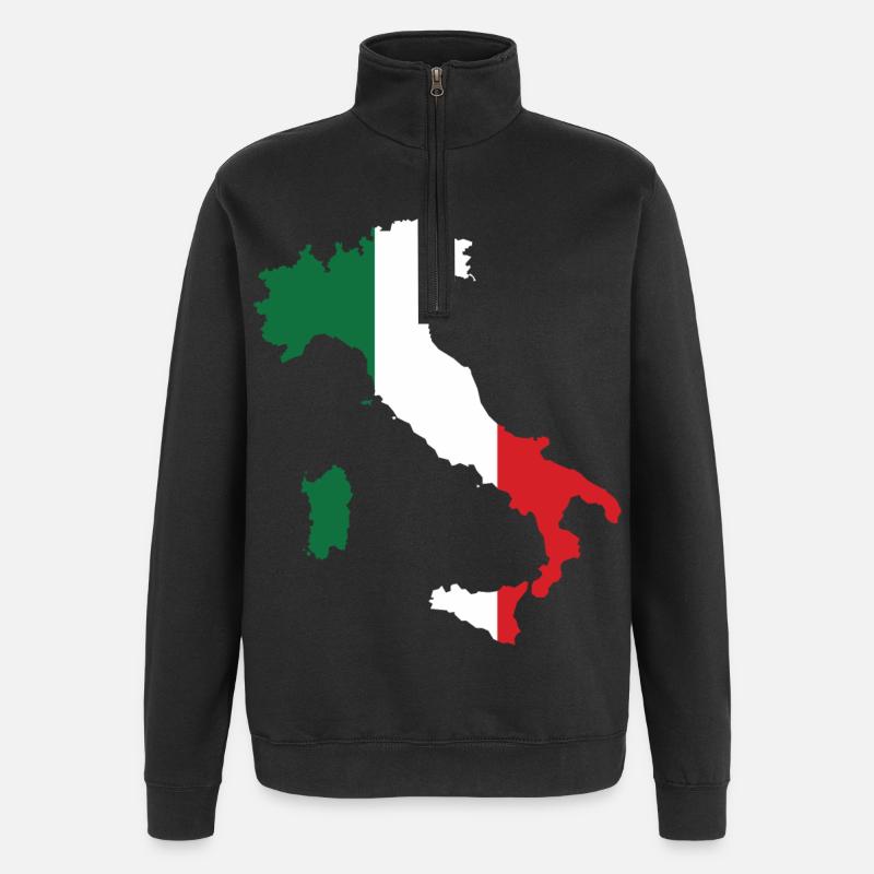 Italie Plan drapeau - Sweat à zip 1/4 - noir