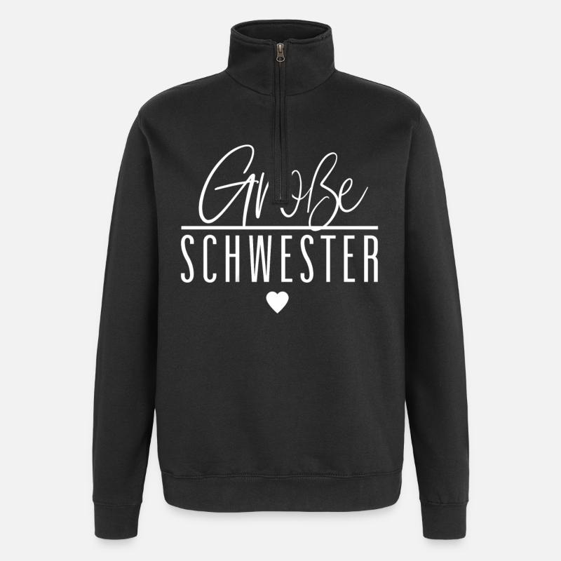 Große Schwester - Quarter-Zip-Sweatshirt - Schwarz