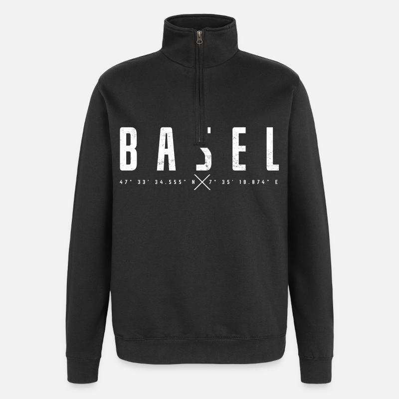 Basel Schweiz - Quarter-Zip-Sweatshirt - Schwarz