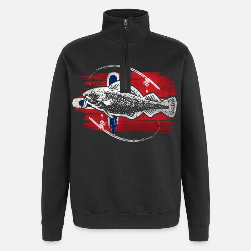 Norwegen Angeln Dorsch - Quarter-Zip-Sweatshirt - Schwarz