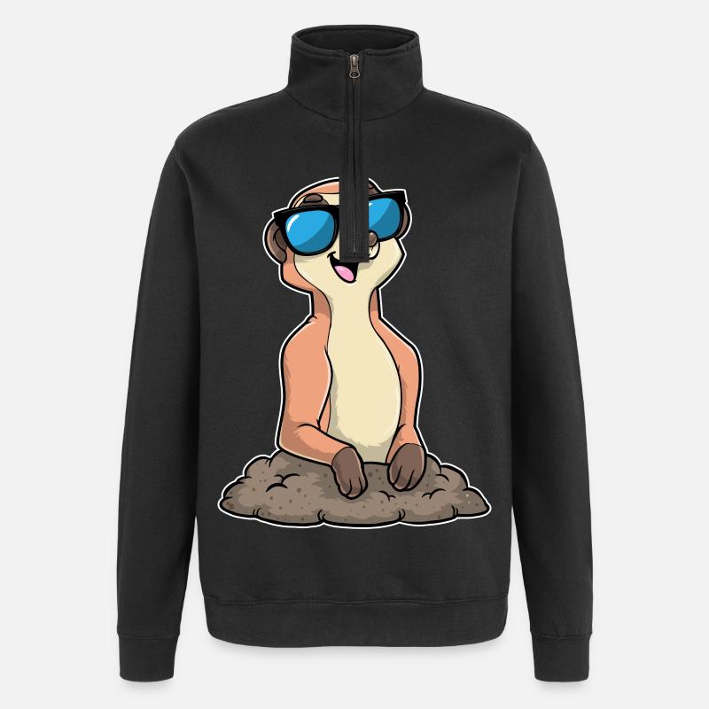 Erdmännchen mit Brille - Quarter-Zip-Sweatshirt - Schwarz