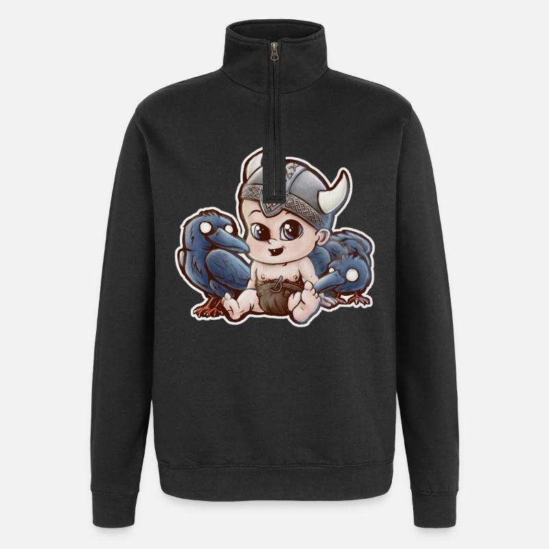 Odin Wikinger Baby - Quarter-Zip-Sweatshirt - Schwarz
