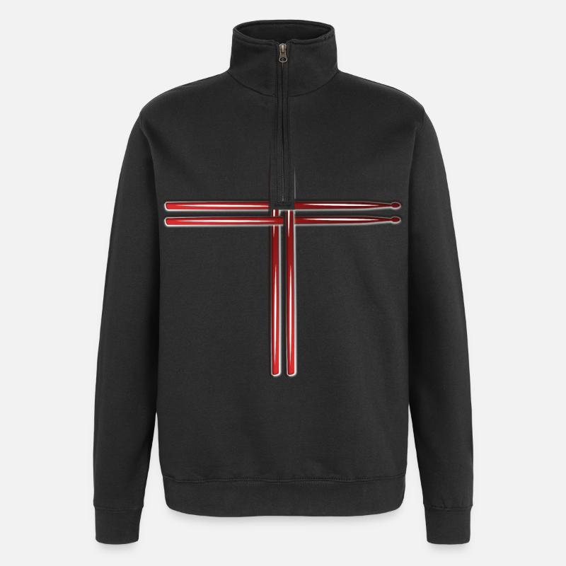 Drum Sticks Schlagzeuger Drummer Kreuz - Quarter-Zip-Sweatshirt - Schwarz