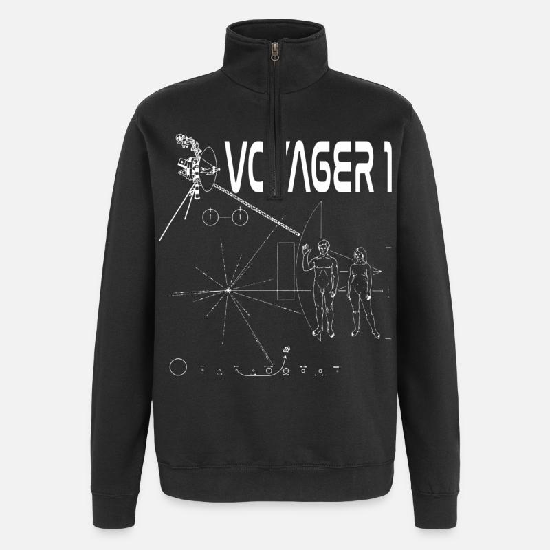 Voyager 1 space probe white - Quarter-Zip Sweatshirt - black