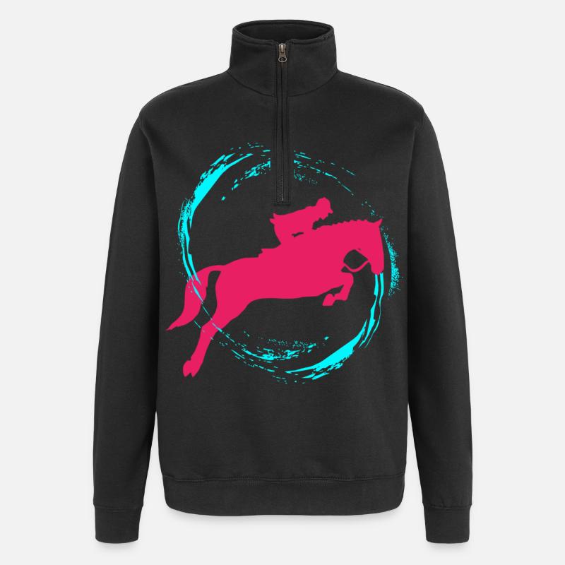 Reiten - Quarter-Zip-Sweatshirt - Schwarz