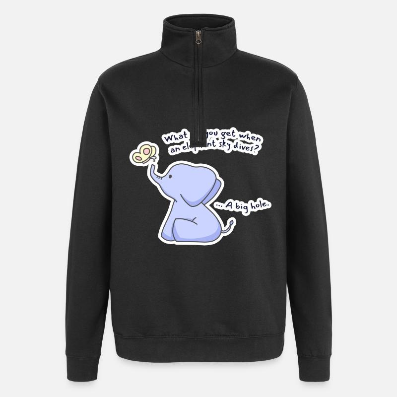 Éléphant - Sweat à zip 1/4 - noir