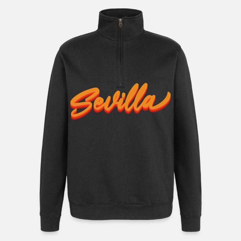 Sevilla Gradient Script Logo - Quarter-Zip Sweatshirt - black