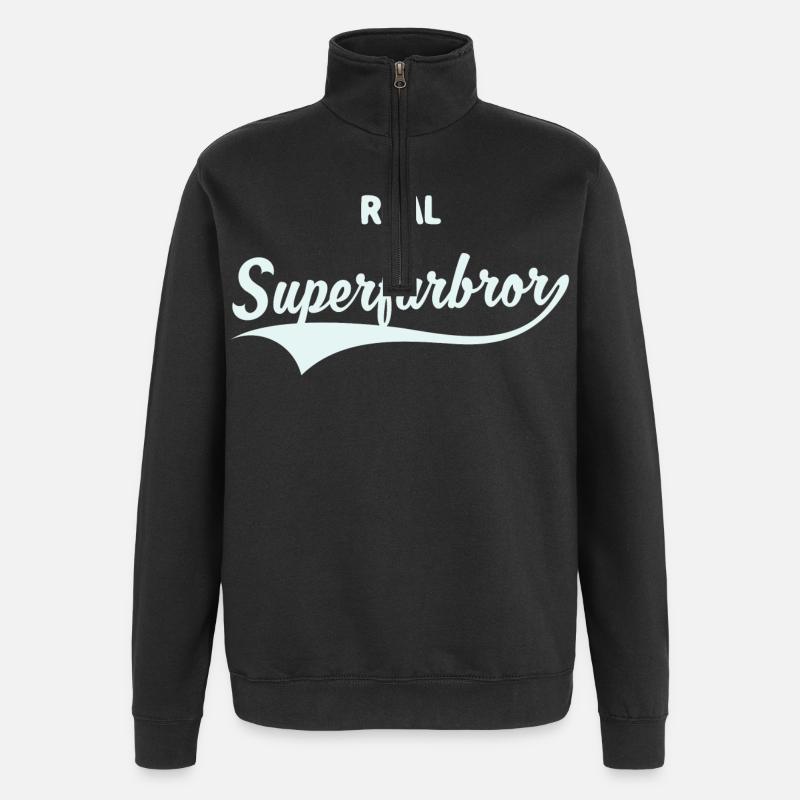 Real Superfarbror - Sweat à zip 1/4 - noir