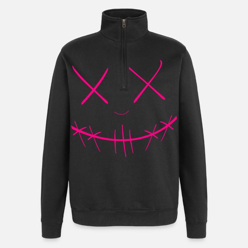 Gesicht - Quarter-Zip-Sweatshirt - Schwarz